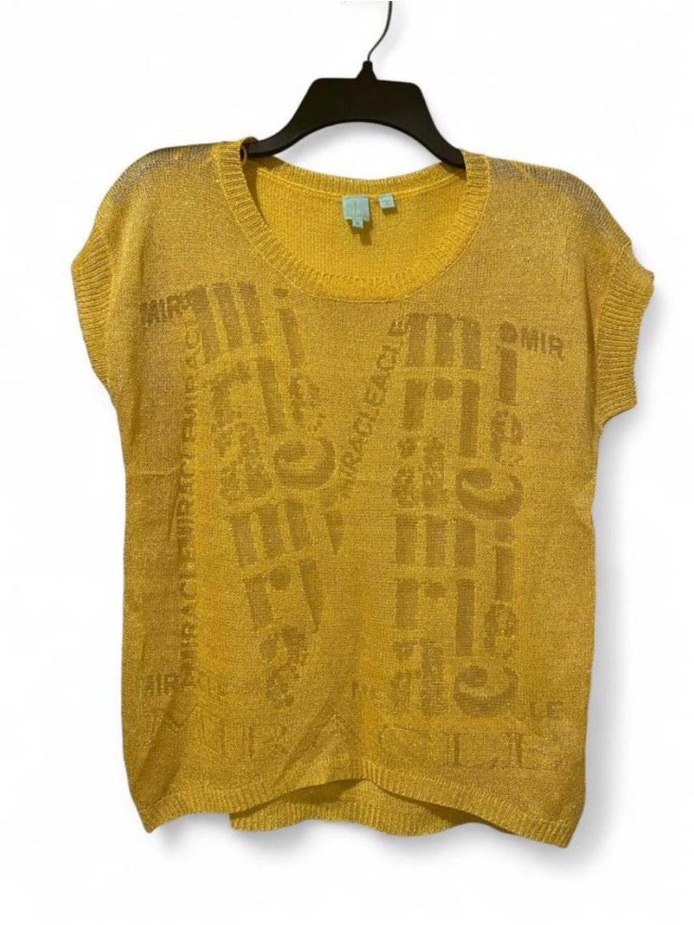 ShuShu Women's Short Sleeve Knit Top - Mustard Yellow
